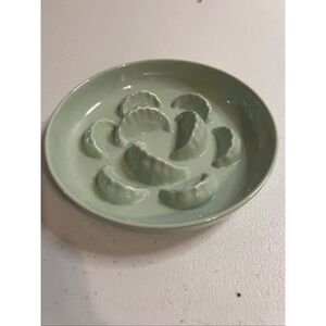 Dog plate for fast eaters mint green small 6”